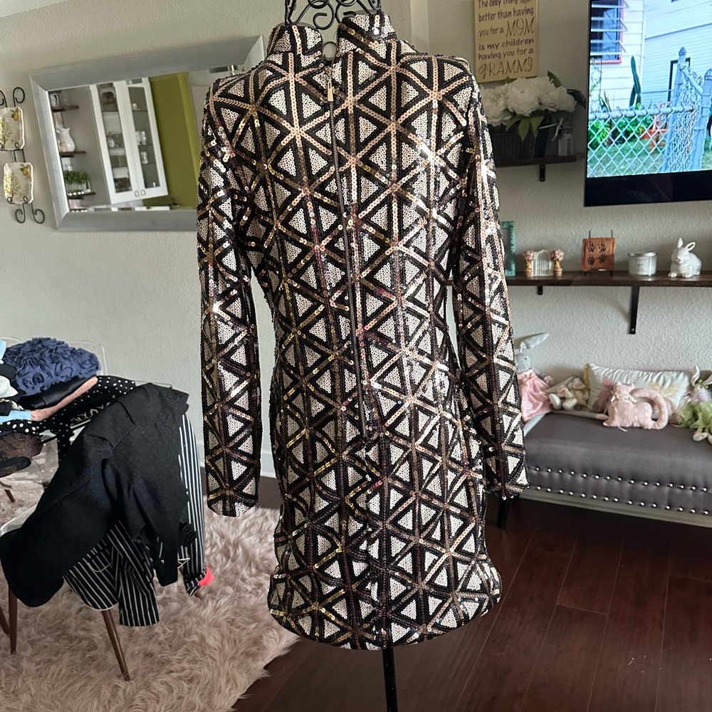 Geometric Sequin Dress